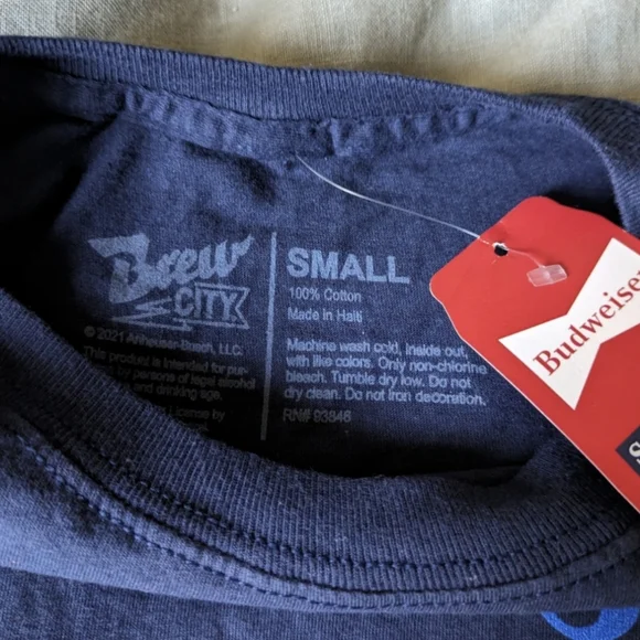 Brew City Budweiser Men Small Lager Beer Cotton Short Blue NWT 092024 - Picture 3 of 5